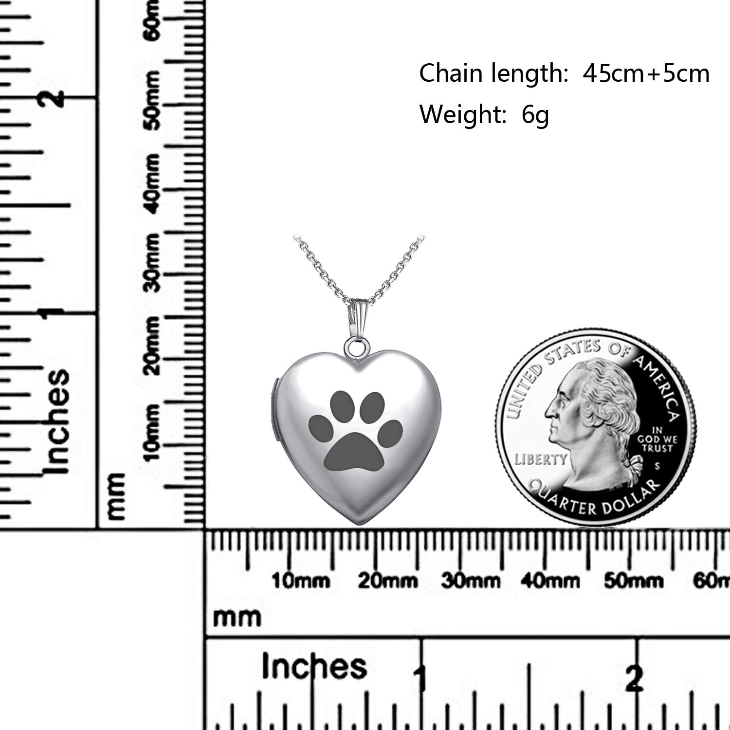 YOUFENG Dog Paw Locket Necklace that Holds Pictures Love Heart Photo Locket Crystals Necklace Pendant Birthday Gifts
