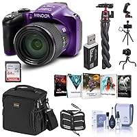 Minolta MN67Z 20MP Full HD Wi-Fi Bridge Camera with 67x Optical Zoom, Purple Essential Bundle with Bag, 64GB SD Card, Octopus Tripod, Corel PC Software Pack and Accessories