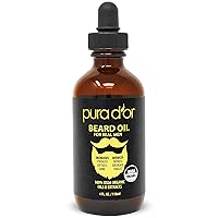 PURA D'OR Organic Beard Oil, USDA Certified, with Argan & Jojoba - Mustache Care & Maintenance