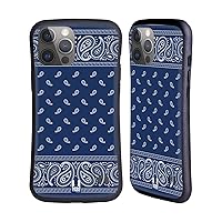 Head Case Designs Square Blue Classic Paisley Bandana Hybrid Case Compatible with Apple iPhone 14 Pro Max