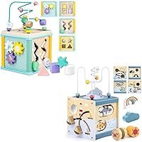 Airlab Wooden Activity Cube Montessori Toys for 1 Year Old Toddlers 12 Months Toddler Learning Toys Forest +Ocean Animal Theme