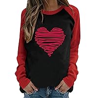 EFOFEI Women's Valentines Day Sweatshirt Cute Love Heart Print Pullover Tops Crewneck Long Sleeve Shirts