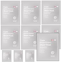 Core Brightening Sheet Mask with Niacinamide Serum 5% and Biodegradable Sheet - for Nourishing, Hydrating, Glow Skin - Cruelty Free, Fragrance Free (10 PACK, CORE BRIGHTENING)