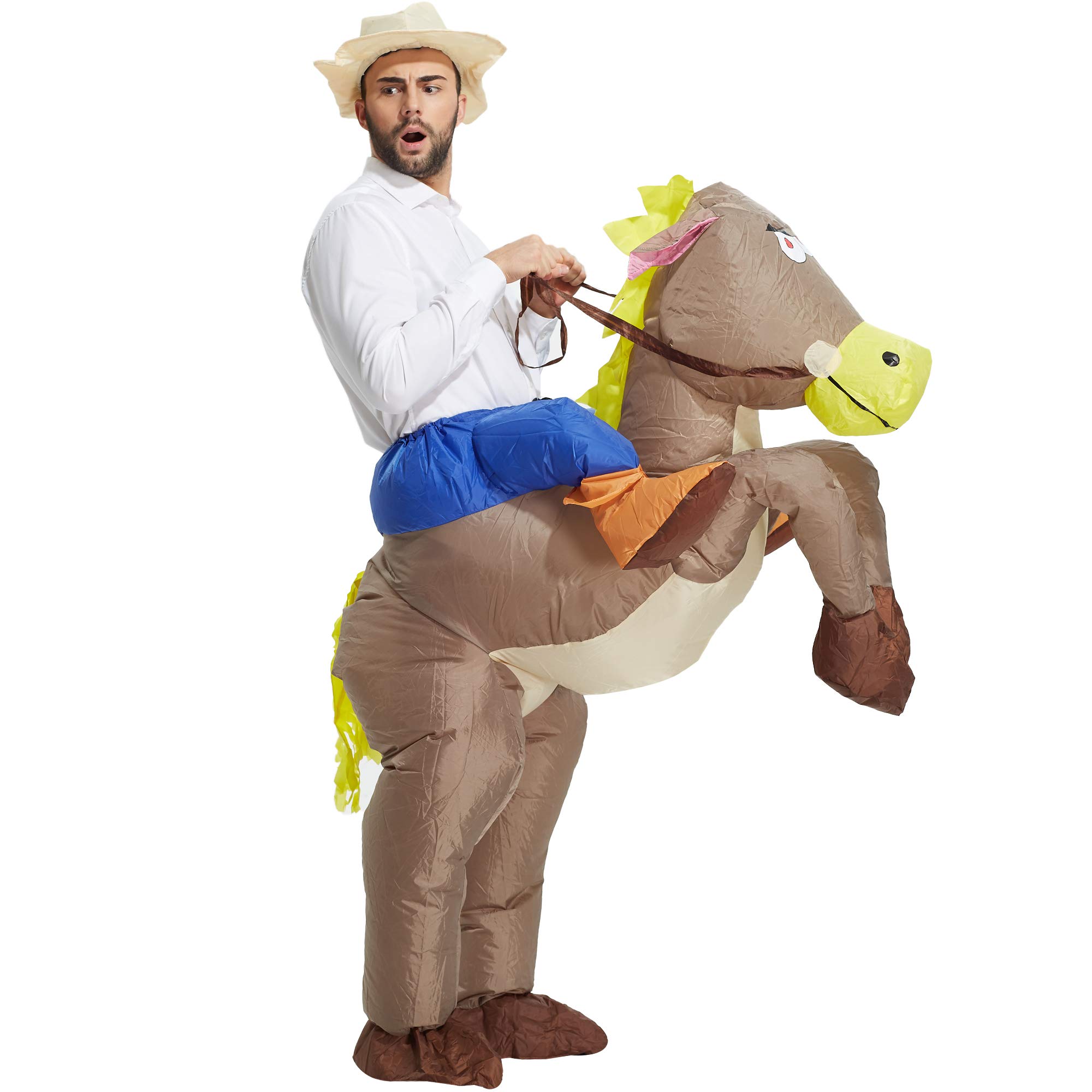 TOLOCO Inflatable Costume Adults, Cowboy Costume, Inflatable Horse Costume for Boy, Kid Blow up Costume Halloween