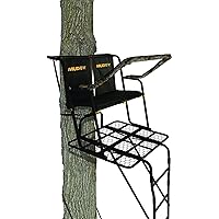 Muddy Partner Ladder Stand - 17' Height Durable Weather-Resistant Outdoor Hunting 2 Person Tree Stand with Extra Large Flex-Tek Seats & 40