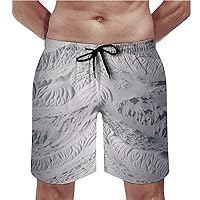 White and Gray Swim Trunks Quick Dry Summer Beach Swimming Trunks Men's Casual Shorts