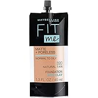 Maybelline New York Fit Me Matte + Poreless Liquid Foundation, Pouch Format, 320 Natural Tan, 1.3 Ounce
