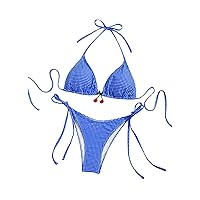 SHENHE Women's 2 Piece Swimsuit Floral Print Halter Tie Side Triangle Bikini Set