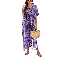 Women Hippie Tie Dye Caftan Kaftan Loungewear Maxi Plus Size Long Dress XL to 4X