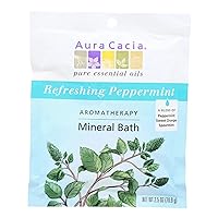 Aura Cacia Aromatherapy Mineral Bath, Refreshing Peppermint, 2.5 ounce packet