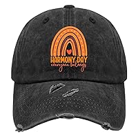 Harmony Day Rainbow Everyone Belongs Hat for Men Washed Distressed Baseball Cap Funny Washed Workout Hats Fitted