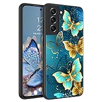 GUAGUA for Samsung Galaxy S21 FE 5G Case Glow in The Dark, Samsung S21 FE Phone Case, Cute Blue Butterfly Noctilucent Luminous Shockproof Protective Phone Case for Galaxy S21 FE 6.4'' Women Men Gifts