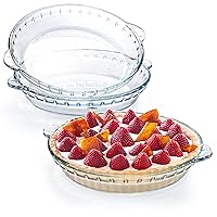 Kingrol 3 Pack Glass Pie Plates with Handles, 9 Inches Baking Dishes, Clear Glass Serving Plates for Snacks, Salads, Desserts