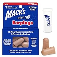 Mack's Ultra Soft Foam Earplugs, 10 Pair - 33dB Highest NRR, Comfortable Ear Plugs for Sleeping, Snoring, Work, Travel and Loud Events
