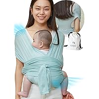 Konny Baby Carrier Flex AirMesh - Adjustable Summer, Easy to Wear and Wrap Baby Sling, Baby Wrap Carrier, Perfect for Newborn Babies Essentials up to 44 lbs, (XS-XL) - Mint