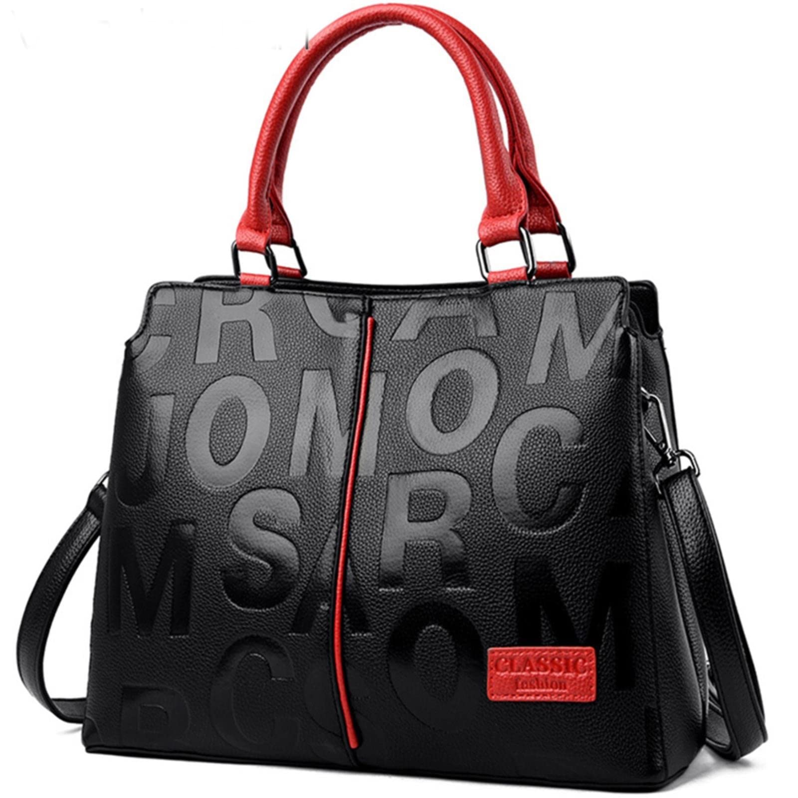 NIAN Women Leather Letter Shoulder Bag Women Luxury Handbag Women Bag Designer Fashion Large Capacity Tote Bag