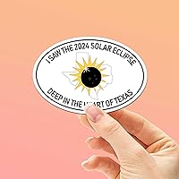 Texas 2024 Eclipse Sticker for Laptop, White Oval April 8 Total Solar Eclipse Decal for Hydroflask Water Bottle (Small - 3