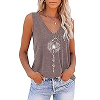 Sleeveless Tank Tops for Women Summer Tops V Neck Tie Dye Cute Printed Loose Fit Workout Yoga Shirt