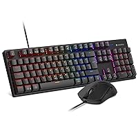 KOORUI Wired Gaming Keyboard and Mouse Combo, Full-Sized 104 Keys Machanical Computer Keyboard with Ergonomic Design and Optical Wired Mouse for Windows Laptop PC/Mac OS/Xbox-Red Switch