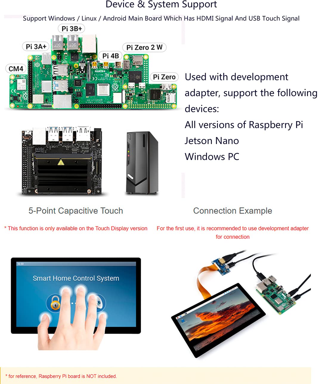 waveshare 7inch QLED Touch Capacitive Display 1024x600 Pixel, Integrated Thin and Light LCD with Adapter Board, for Raspberry Pi/Jetson Nano/Windows/PC, Support Windows/Linux/Android