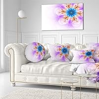 PT12015-40-20 Blue and Purple Symmetrical Fractal Flower Modern Floral Canvas Wall Art, 40 x 20 in, Black