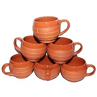 Handmade Clay Cups 6 Pieces 120ml Handmade Kitchen Eco Friendly Pottery (spkc-11a)
