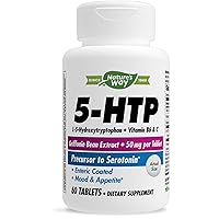 5-HTP, Calms Nerves and Supports Appetite*, L-5-Hydroxytryptophan, Vitamins B6 & C, Griffonia Bean Extract 50 mg Per Tablet, 60 Count