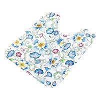 Blue Morning Glory Non-Slip Toilet Rugs U-Shaped Shaggy Absorbent Contour Bathroom Rug Washable for Toilet Base, 20