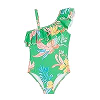 Kanu Surf Girls Morgan Floral Ruffle 1-Shoulder one Piece Swimsuit