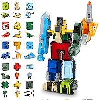 Number Robots Transformers, 15 in 1 Number Robot Block Math Toy for Kids, Action Figure Learning Toys, Classroom Education Number Bots Birthday Gifts for Boy Girl Age 3+