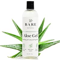 12oz Organic Aloe Vera Gel | 99% Aloe + Carrageenan + Preservatives | Non-Sticky Aloe Gel | Pure Aloe Vera Gel for Face, Hair, & Skin