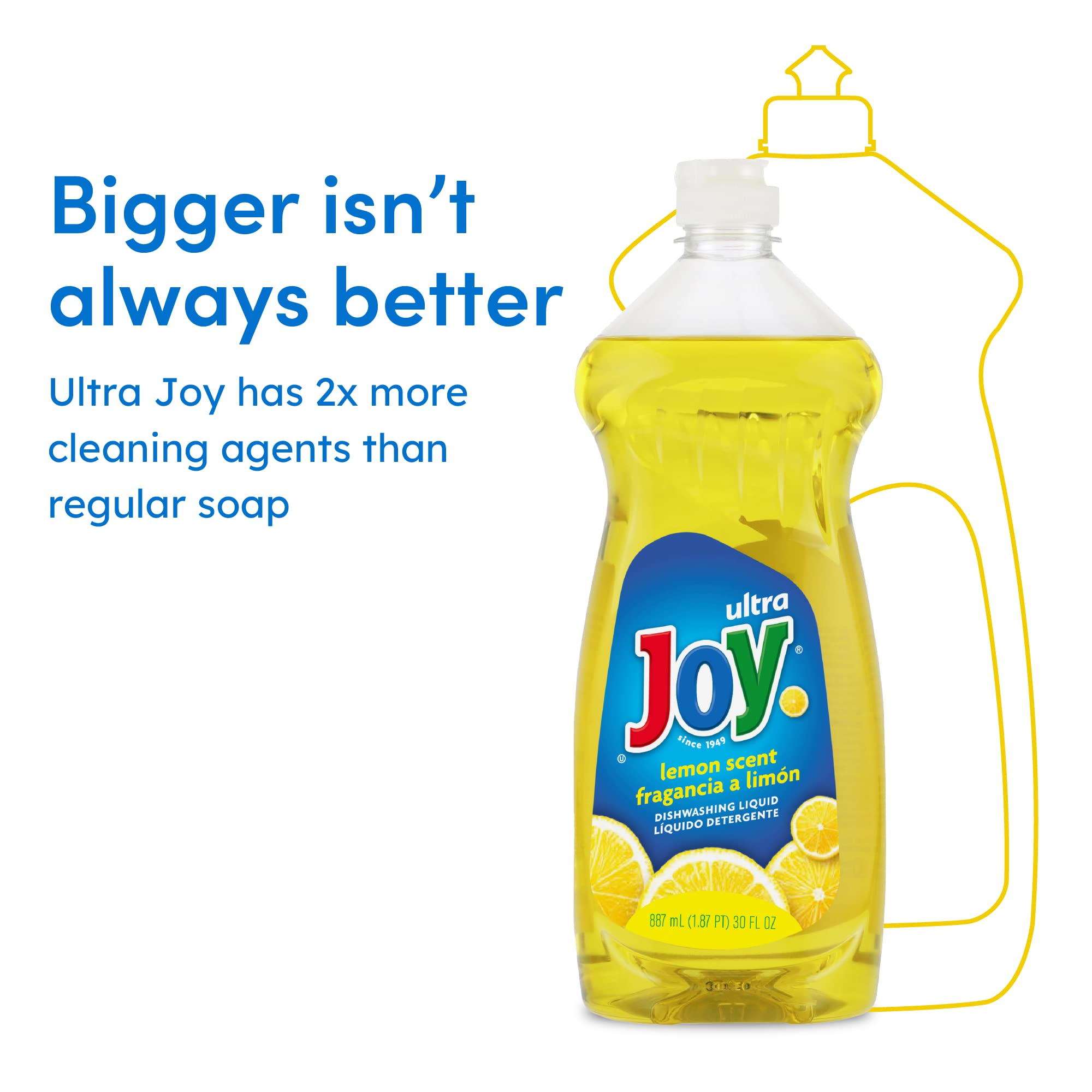 JOY Ultra Grease Cutting Dishwashing Dish Detergent Liquid Soap, Lemon Scent, 30 Ounce Pack of 3, Powerful Cleaning Agent