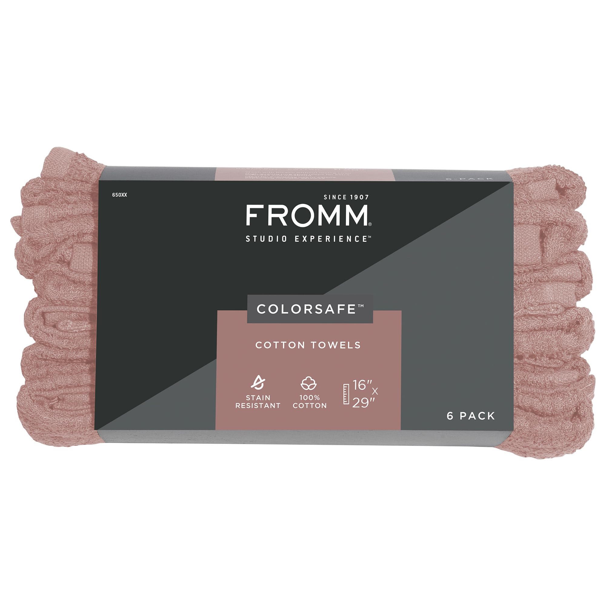 Fromm ColorSafe 100% Cotton Bleach Proof Salon Hair Towels for Hairstylists, Barbers, Spa, Gym in Terracotta, 16