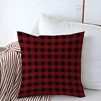 Decorative Throw Pillow Cover Lumberjack Check Material Ornament Buffalo Pattern Texture Tartan Plaid Abstract Cloth Textures Pillow Cover Linen Pillow Case for Couch Bed Car Sofa 22x22 Inch