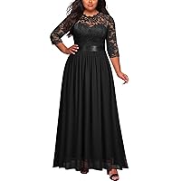 Miusol Women's Formal Floral Lace Plus Size Wedding Maxi Dress