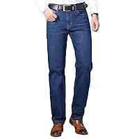 Andongnywell Men's Straight Stretch Motion Denim Pants Thick Stretch high Waist Straight Leg Jeans Trousers