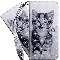 Case for Samsung A35 5G 3D Creative Stylish Case Credit Cards Slot with Stand for Wallet PU Leather Shockproof Flip Magnetic Cover for Samsung Galaxy A35 5G Cute Cat BX-3D