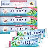 Auromere Ayurvedic Herbal Toothpaste, Cardamom Fennel, Foam Free - Vegan, Natural, Non GMO, SLS Free, Fluoride Free, Gluten Free, with Neem & Peelu (4.16 oz), 3 Pack