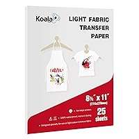Koala Iron on Heat Transfer Paper for White and Light Color Fabric,25 Sheets 8.5x11 Inch Printable Heat Transfer Vinyl Paper to Make Custom T shirt