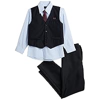 Boys 4 Piece Suit Set with Vest, Dress Shirt, Bow Tie, Pants & Pocket Square | Big & Little Kids Formal Apparel