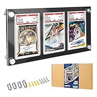 Black 35PT Graded Card Display Wall Mount with Screw - Acrylic 3 PSA Slab Holder - Baseball Card Frame -Collectibles Sports Card Stands for Showcase Display (3-Slot Wall Frame)