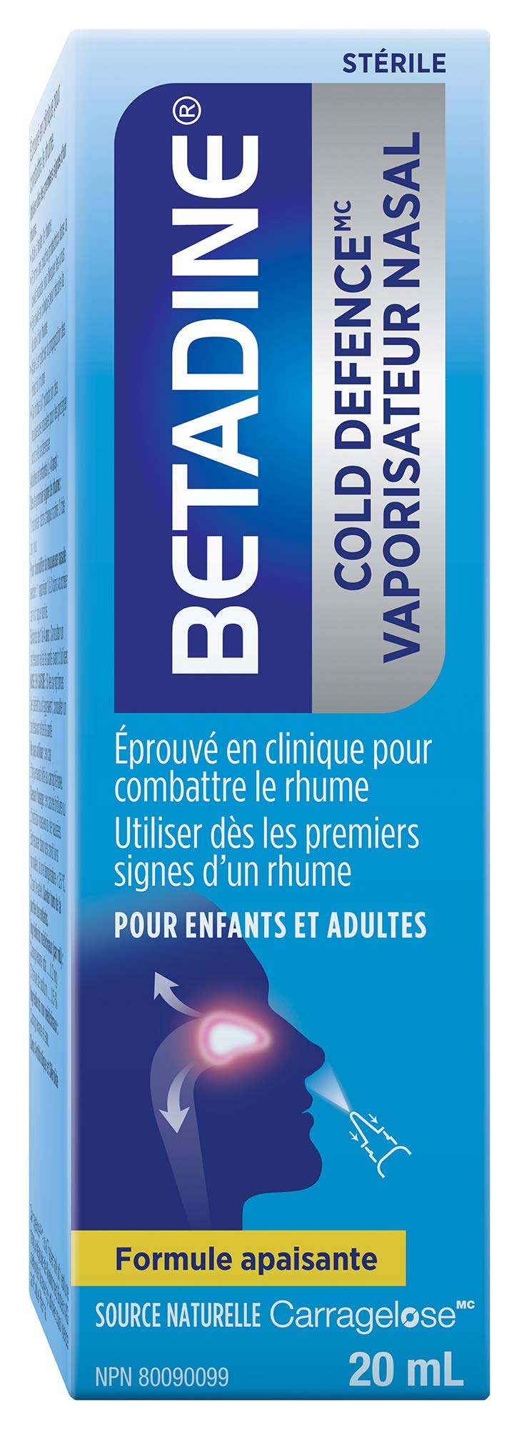 BETADINE Cold Defence NASPAL Spray 20ML (Canadian Packaging)