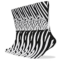 Stripes Zebras Soft Compression Socks Knee High Stockings 5 Pairs Running Athletic for Men Women