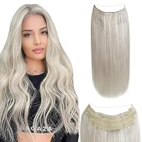 Ponytail Extension Human Hair 12 Inch Bundle Wire Hair Extensions 12Inch #60 Platinum Blonde