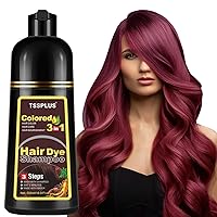 TSSPLUS 500ml Hair Coloring Shampoo Organic Natural Hair Dye Plant Essence Black Hair Color Dye Shampoo for Women Men Cover Gray White Hair, Instant Hair Colouring (Wine Red2)