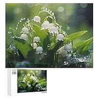 Lily of The Valley Flowers Green Leaves Wooden Puzzle for Family Activities Games Funny Jigsaw Puzzles Picture Wall Decorations Gifts