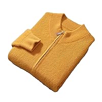 Men's 100% Cashmere Knitted Sweaters Stand Collar Thickened Cardigan Autumn Winter Warm Casual Zipper Tops