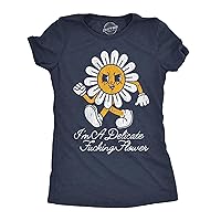 Womens Funny T Shirts Im A Delicate F*cking Flower Graphic Tee for Ladies