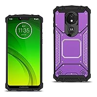 Aluminum Metal Hybrid Case Compatible with iPhone 11 6.1-Inch (2019) with Metal Plate (Purple)