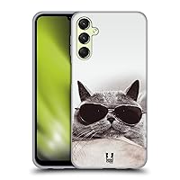 Head Case Designs Grey British Cat in Sunnies Cats Soft Gel Case Compatible with Samsung Galaxy A24 4G / Galaxy M34 5G